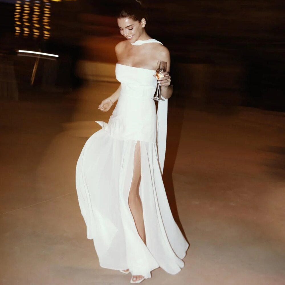 Matters Monaco White Dress with Scarf, Ivory, Small, NWT